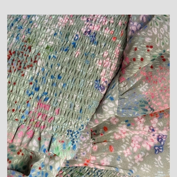 NWT Aritzia Wilfred Tempest Dress Plus Size Sage Multi Long Sleeve Shirred Top - Picture 12 of 16